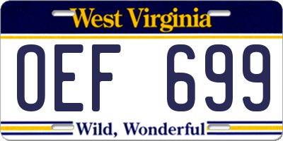 WV license plate OEF699
