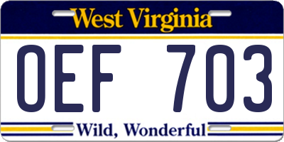 WV license plate OEF703