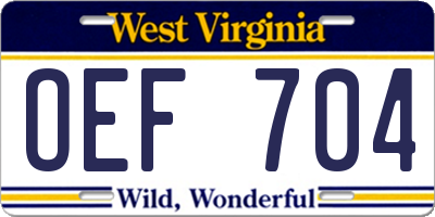 WV license plate OEF704