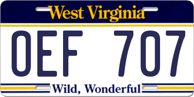 WV license plate OEF707