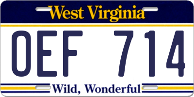 WV license plate OEF714
