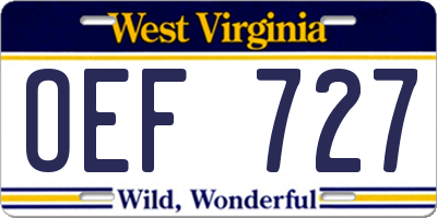 WV license plate OEF727