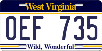 WV license plate OEF735