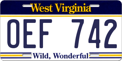 WV license plate OEF742