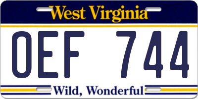 WV license plate OEF744