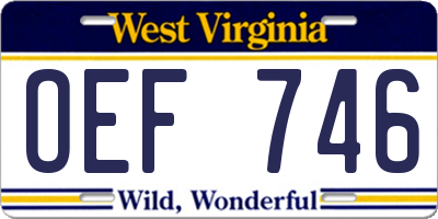 WV license plate OEF746