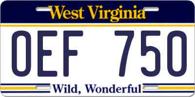 WV license plate OEF750