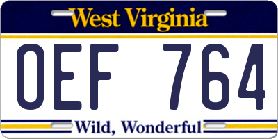 WV license plate OEF764