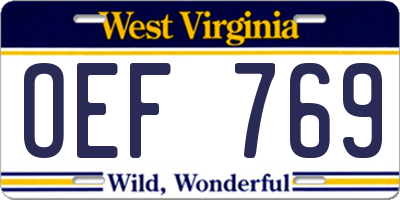 WV license plate OEF769