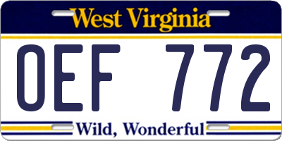 WV license plate OEF772