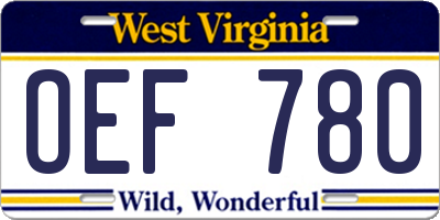 WV license plate OEF780