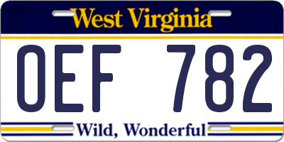 WV license plate OEF782