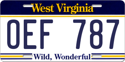 WV license plate OEF787
