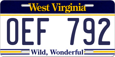 WV license plate OEF792