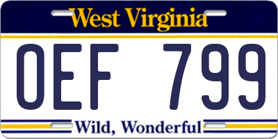 WV license plate OEF799