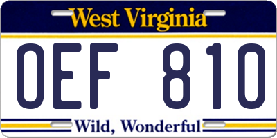 WV license plate OEF810