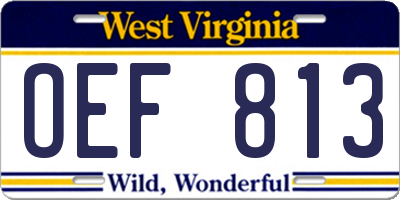 WV license plate OEF813