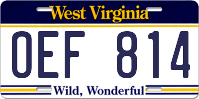WV license plate OEF814