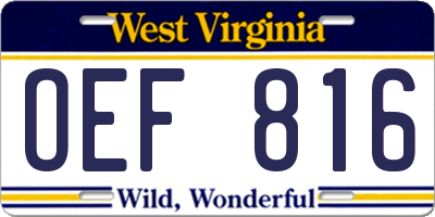 WV license plate OEF816