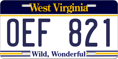 WV license plate OEF821