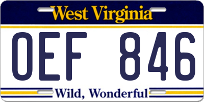 WV license plate OEF846