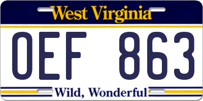 WV license plate OEF863