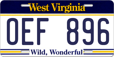 WV license plate OEF896