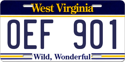WV license plate OEF901