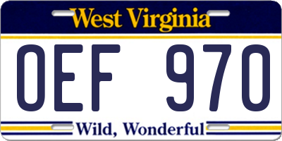 WV license plate OEF970