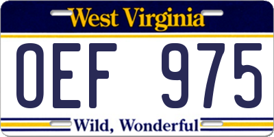 WV license plate OEF975