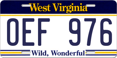 WV license plate OEF976