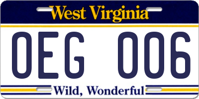 WV license plate OEG006