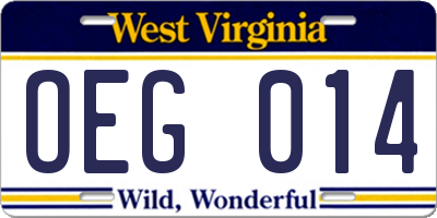 WV license plate OEG014