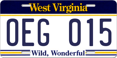 WV license plate OEG015