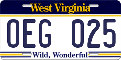WV license plate OEG025
