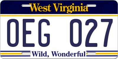 WV license plate OEG027