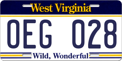 WV license plate OEG028