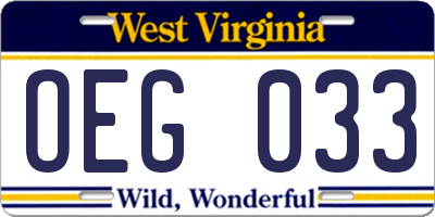 WV license plate OEG033