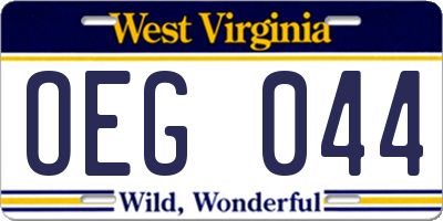 WV license plate OEG044
