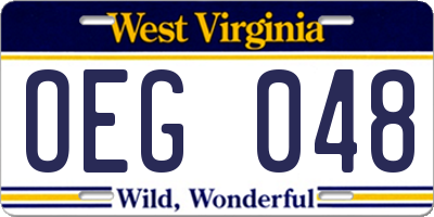 WV license plate OEG048