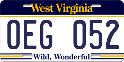 WV license plate OEG052