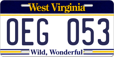 WV license plate OEG053