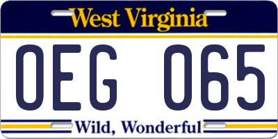 WV license plate OEG065