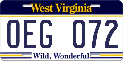 WV license plate OEG072