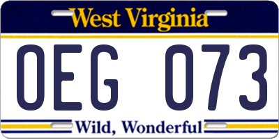 WV license plate OEG073