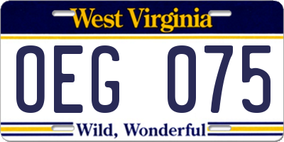 WV license plate OEG075