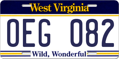 WV license plate OEG082
