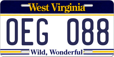 WV license plate OEG088