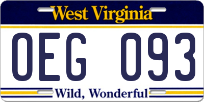 WV license plate OEG093