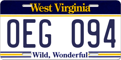 WV license plate OEG094